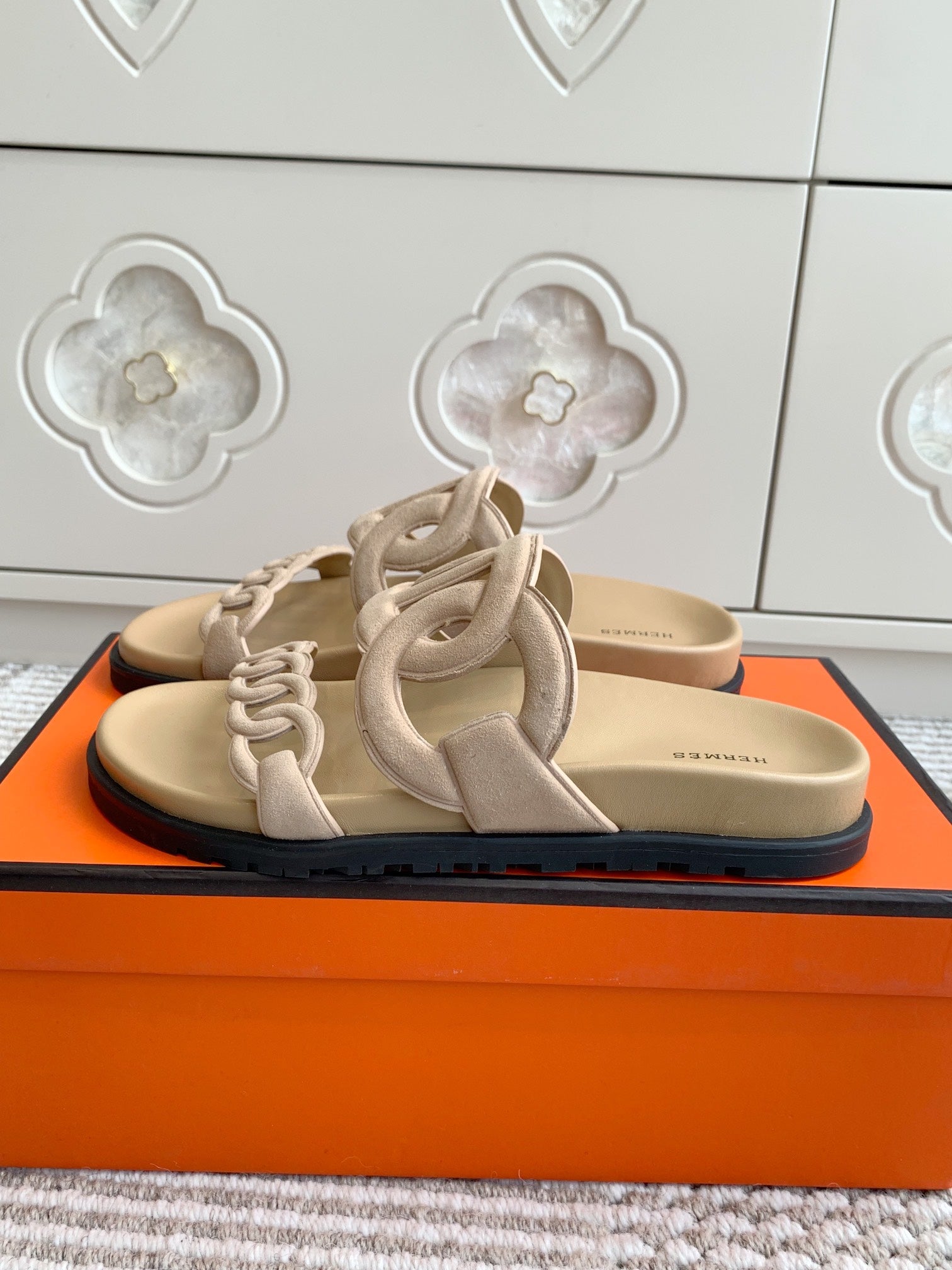 HM 26S EXTRA SANDAL IN BEIGE CALFSKIN AND SUEDE