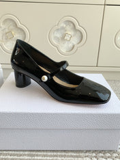PEARL JOLIE MARY JANE PUMPS IN BLACK CALFSKIN