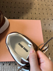 MIUMIU 26S SNEAKERS 530 SL IN DARK BROWN CALFSKIN