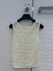 DIOR CREAM EMBOSSED LACE TANK