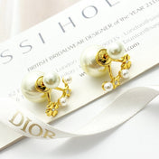 CD 26S PEARL STAR CLOVER DOUBLE STUD EARRINGS IN GOLD METAL 631770