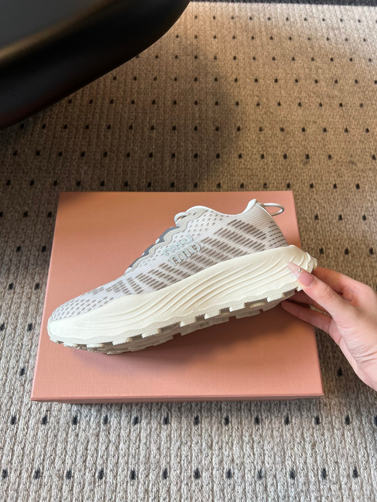 MIUMIU 26S SNEAKERS IN CLOUDY GRAY TECHNICAL FABRIC