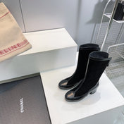CHANEL SHORT BOOTS 25S 45 MM IN BLACK SUEDE AND LAMBSKIN