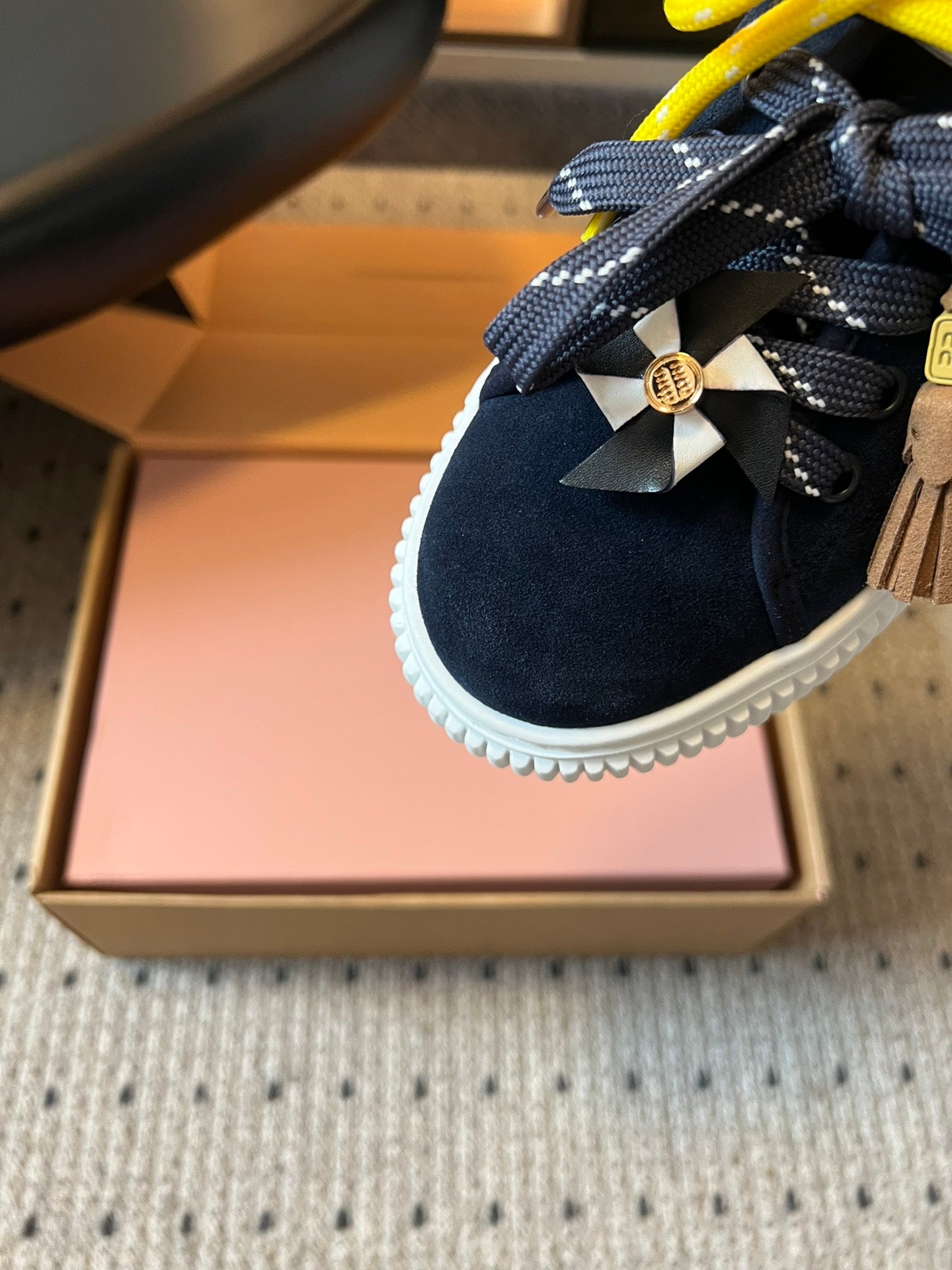 MIUMIU 26S SNEAKERS 50MM IN BLUE BLACK SUEDE