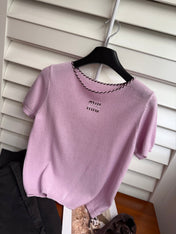 MIUMIU SHORT-SLEEVE KNIT TOP STYLE 347