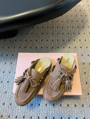 MIUMIU 26S MULES IN TAUPE BROWN SUEDE