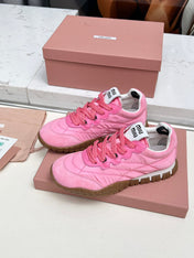 MIUMIU 26S SNEAKERS IN PINK FABRIC AND SUEDE