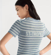 DIOR 26S STRIPED SHORT-SLEEVE KNIT SWEATER 1075