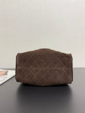 CHANEL 25S HOBO BAG 30 CM IN DARK BROWN SUEDE WITH GOLD HARDWARE