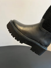 CELINE 26S ANKLE BOOTS 60 MM IN BLACK CALFSKIN AND WOOL