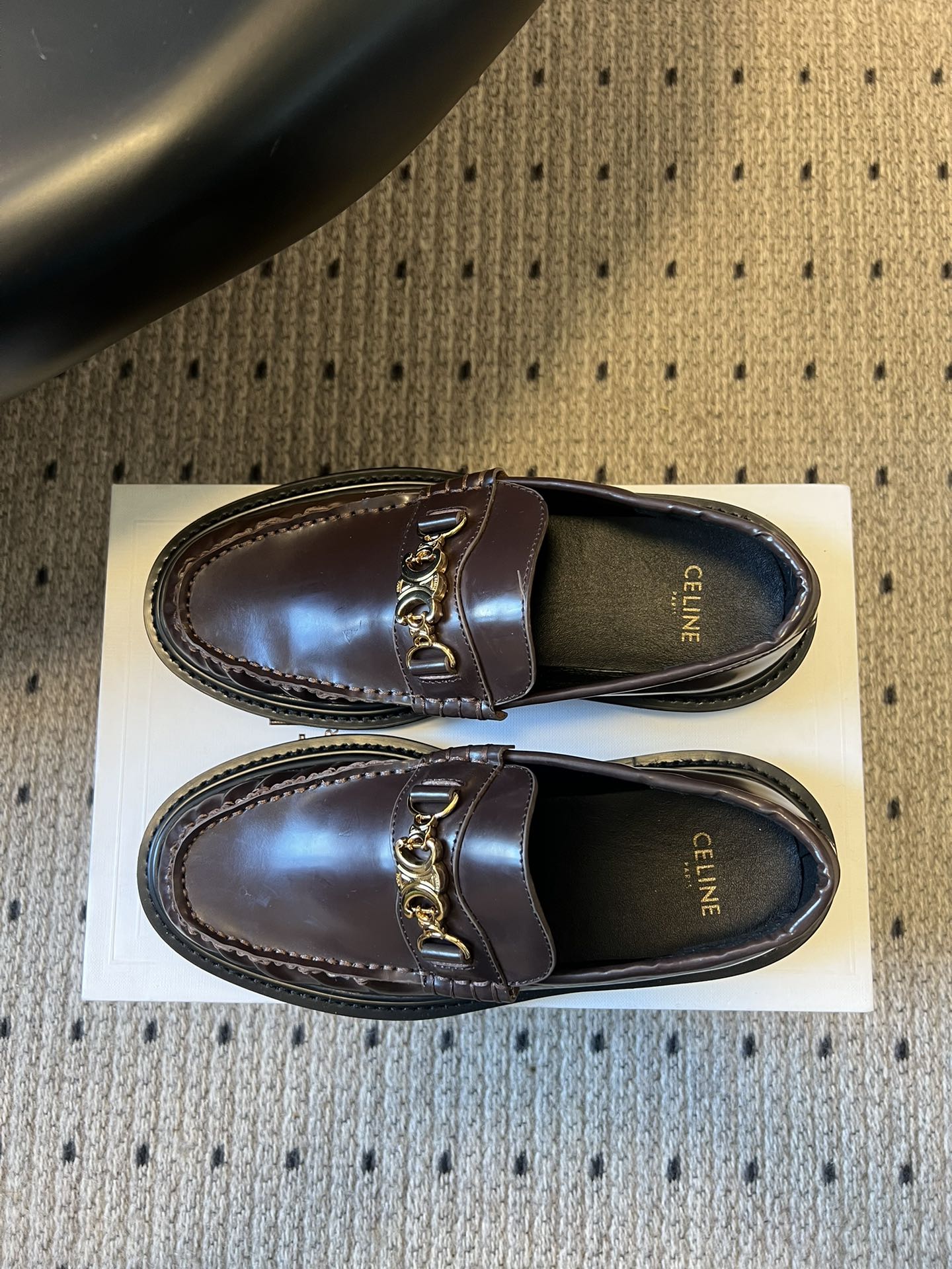 CELINE 26S LOAFER IN DARK CHOCOLATE BROWN CALFSKIN