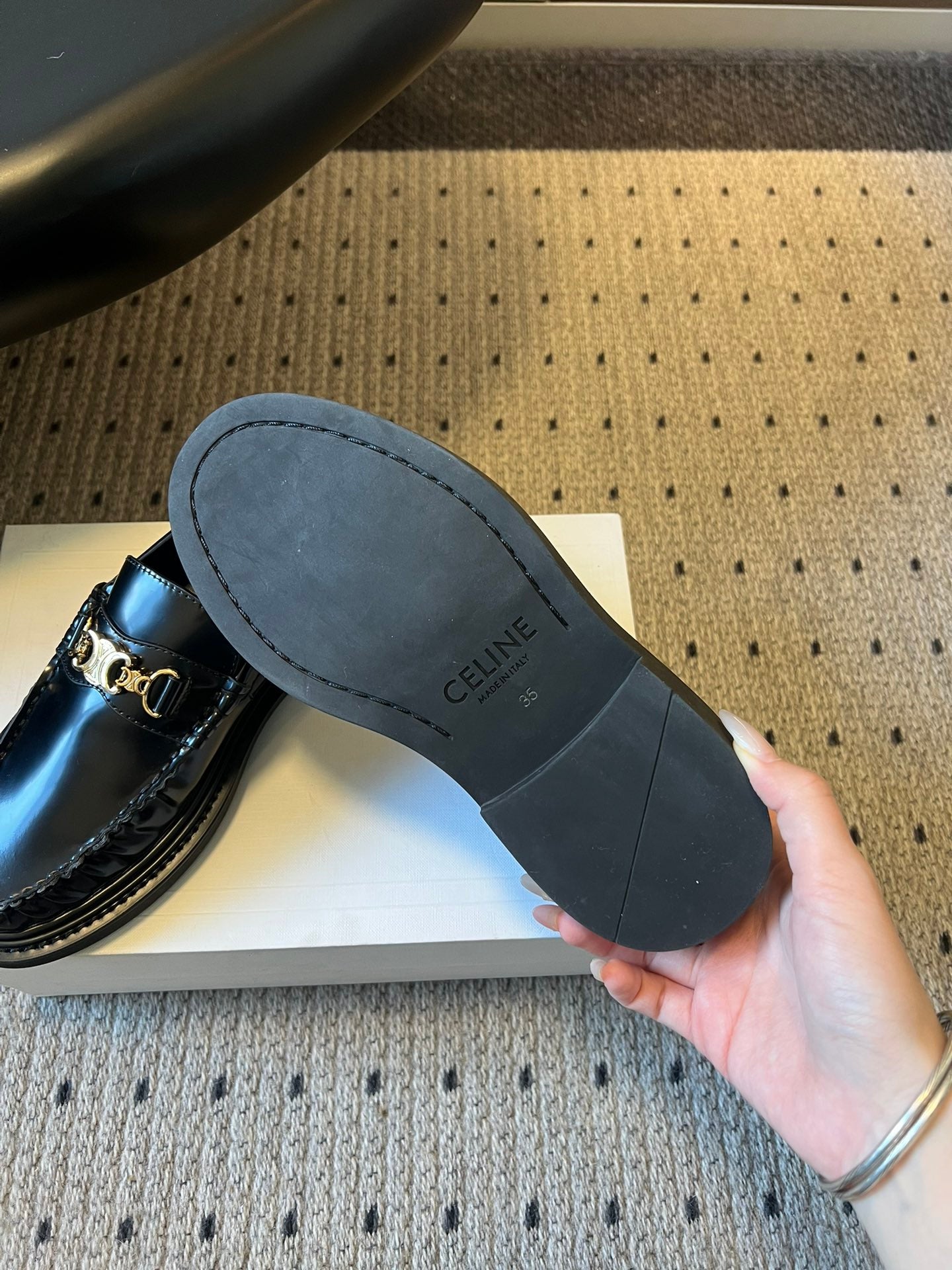 CELINE 26S LOAFER IN BLACK CALFSKIN WITH GOLD HARDWARE STYLE 3