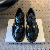 CELINE 26S SAINTNJORD TASSEL LOAFER 50 MM IN BLACK CALFSKIN