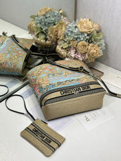 DIOR 26S BOOK TOTE BAG 34 IN MUTICOLOR RAFFIA STYLE 2