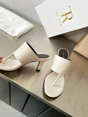 THE ROW 26S HEELED THONG MULES 60MM IN WHITE CALFSKIN