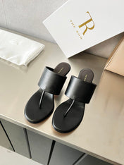 THE ROW 26S HEELED THONG MULES 60MM IN BLACK CALFSKIN