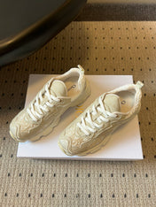 DIOR 26S VIBE SNEAKER 55MM IN GOLD DIOR OBLIQUE LUSENTI EMBROIDERED COTTON AND BEIGE SUEDE