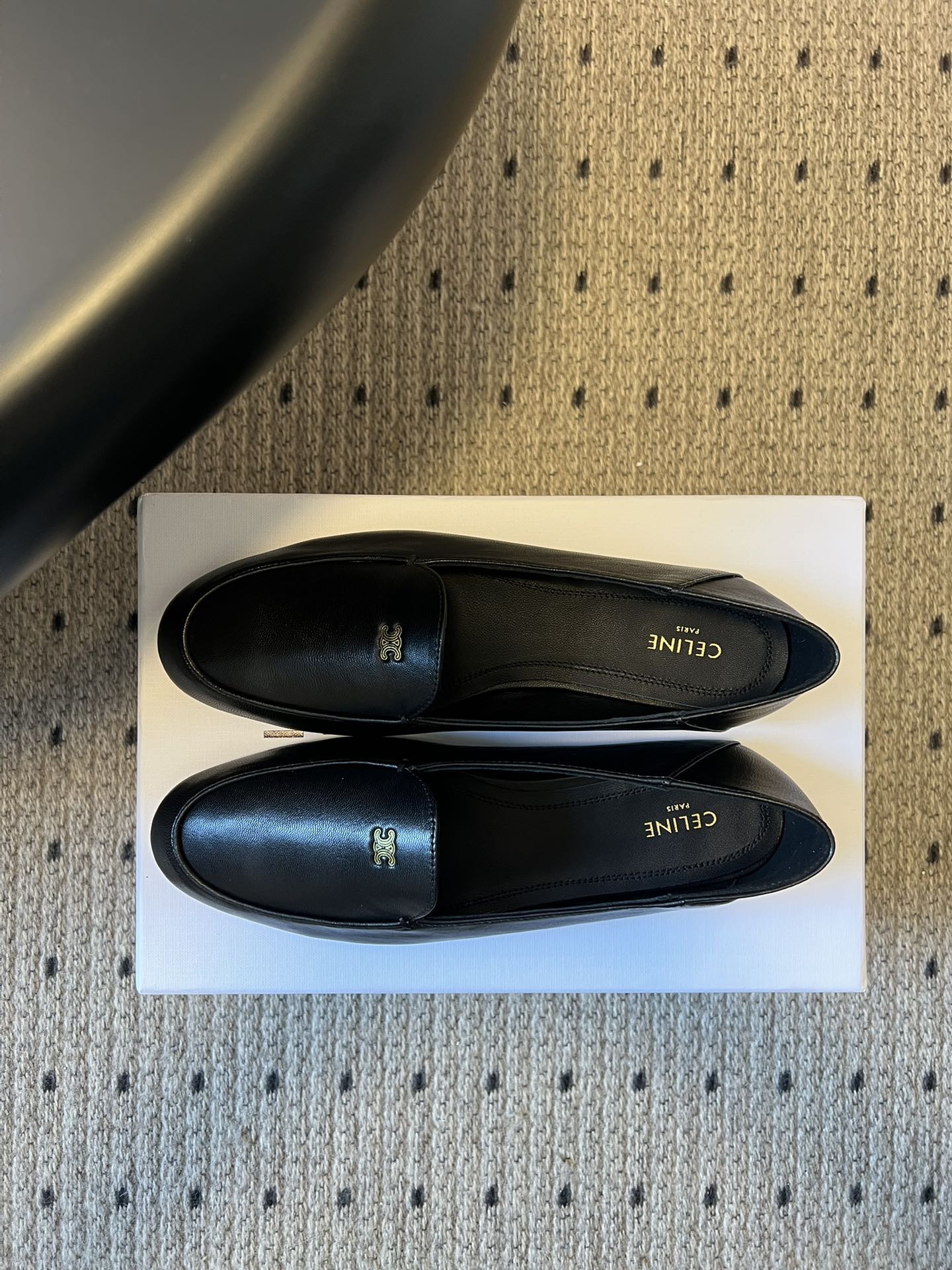 CELINE 26S FLAT LOAFERS IN BLACK LAMBSKIN