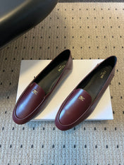 CELINE 26S FLAT LOAFERS IN DARK RED LAMBSKIN