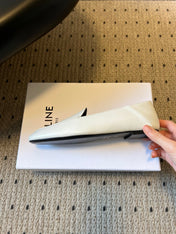 CELINE 26S FLAT LOAFERS IN WHITE LAMBSKIN