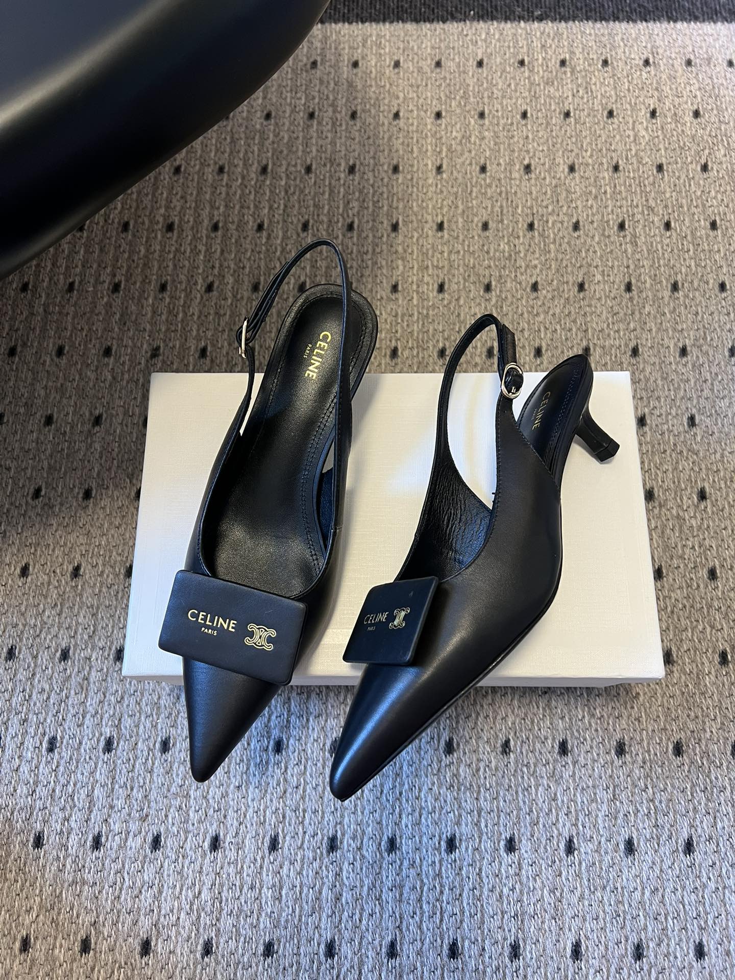 CELINE 26S HIGH-HEEL SLINGBACK 45 MM IN BLACK CALFSKIN