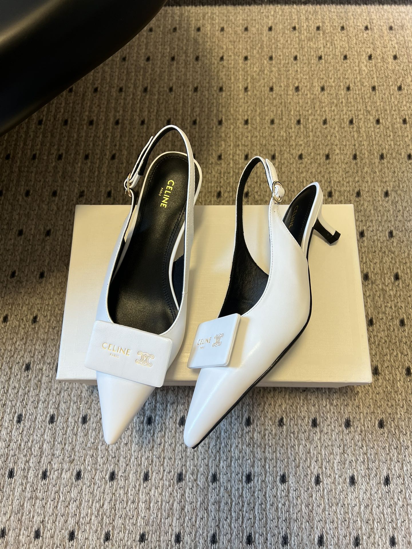 CELINE 26S HIGH-HEEL SLINGBACK 45 MM IN WHITE CALFSKIN