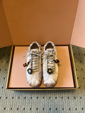 MIUMIU 26S SNEAKERS IN LIGHT PINK PLUME SATIN