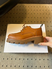 CELINE 26S LACE-UP LOAFERS IN BROWN CALFSKIN