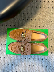BOTTEGA VENETA 26S LOAFERS IN BROWN SUEDE WITH GOLD HARDWARE