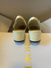 DIOR 26S CHERIE SLINGBACK PUMP 45MM IN CREAM WHITE CALFSKIN GOLD HARDWARE