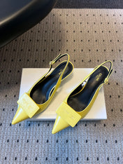 CELINE 26S HIGH-HEEL SLINGBACK 55 MM IN YELLOW CALFSKIN