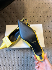 CELINE 26S HIGH-HEEL SLINGBACK 55 MM IN YELLOW CALFSKIN