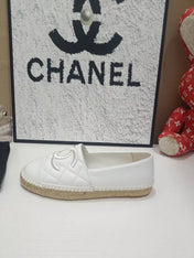 CHANEL 26S ESPADRILLE LOAFERS IN WHITE CALFSKIN WITH ROPE SOLE