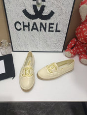 CHANEL 26S ESPADRILLE LOAFERS IN BEIGE CALFSKIN WITH ROPE SOLE