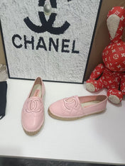 CHANEL 26S ESPADRILLE LOAFERS IN PINK CALFSKIN WITH ROPE SOLE