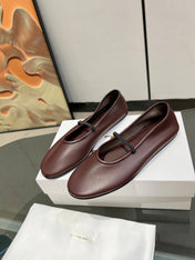 THE ROW 26S BALLET FLATS IN DARK BROWN CALFSKIN