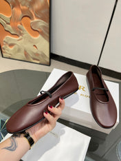 THE ROW 26S BALLET FLATS IN DARK BROWN CALFSKIN