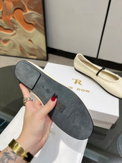 THE ROW 26S BALLET FLATS IN IVORY WHITE CALFSKIN