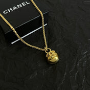 CHANEL 26S DOUBLE C LOGO SPHERE PENDANT CHAIN NECKLACE IN GOLD METAL 630892