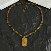 CD 26S DIOR OBLIQUE ENGRAVED TAG PENDANT NECKLACE IN GOLD METAL