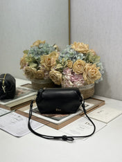 DIOR 26S BOW POUCH BAG 20 IN BLACK LAMBSKIN