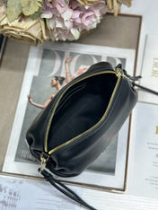 DIOR 26S BOW POUCH BAG 20 IN BLACK LAMBSKIN