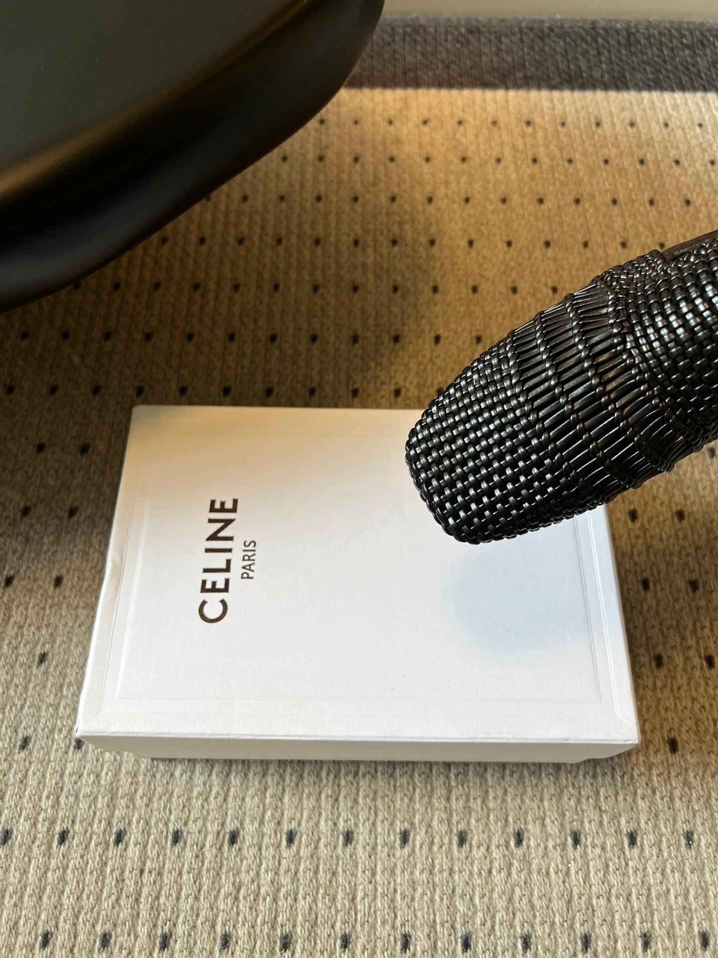 CELINE 26S LOAFERS IN BLACK WOVEN LAMBSKIN