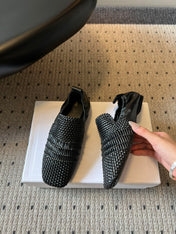 CELINE 26S LOAFERS IN BLACK WOVEN LAMBSKIN