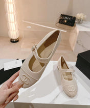 mary jane flat light pink corduroy