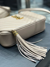 LOU 23 CAMERA BAG BEIGE IN QUILTED LEATHER GOLD HARDWARE