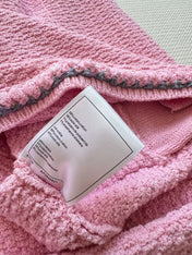 Chanel 25P Long-Sleeve Top Pink Tweed Pearl Buttons