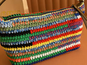 CROCHET TOTE BAG 25 IN MULTICOLORED WOVEN RAFFIA