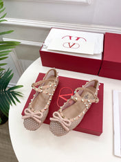 BALLET FLATS ROCKSTUD MESH WITH CRYSTALS IN ROSE CANNELLE
