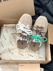 MIUxNEW 530 MULES SNEAKER IN BROWN ECRU SUEDE